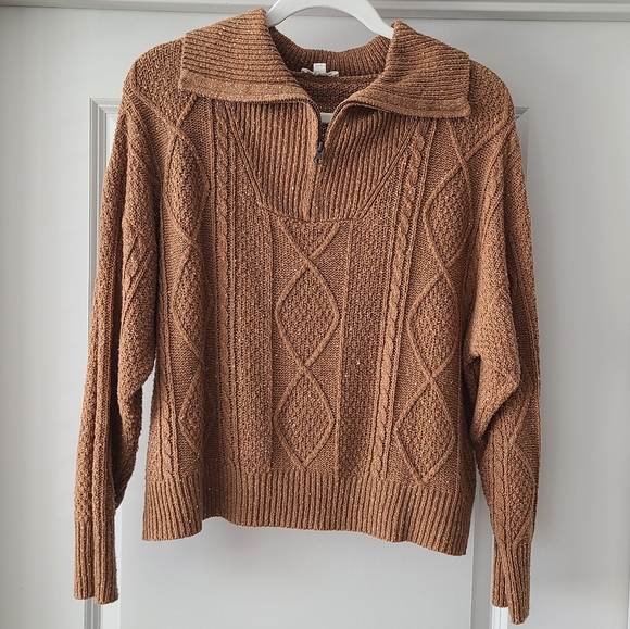 Sugarlips | Mocha Brown Cable Knit Half Zip Up Sweater | Small (4-6) - Picture 3 of 10